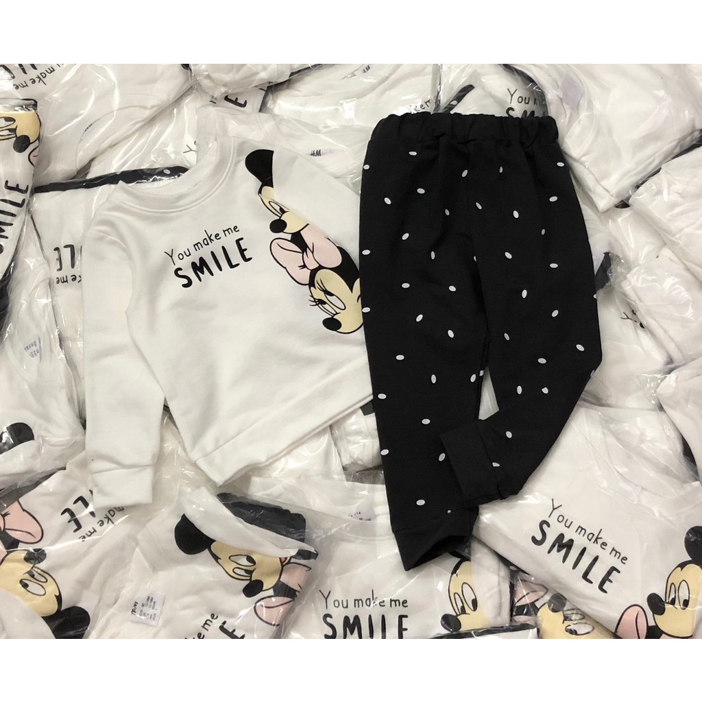 Set bộ nỉ da á minnie smile cho bé