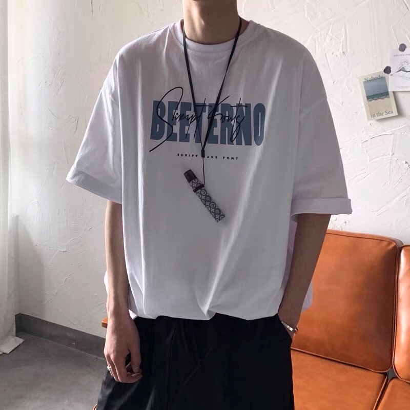 Áo thun unisex nam nữ tay lỡ phông form rộng teen cổ tròn oversize cotton AT BEETERNO giá rẻ basic đen trắng tee pull