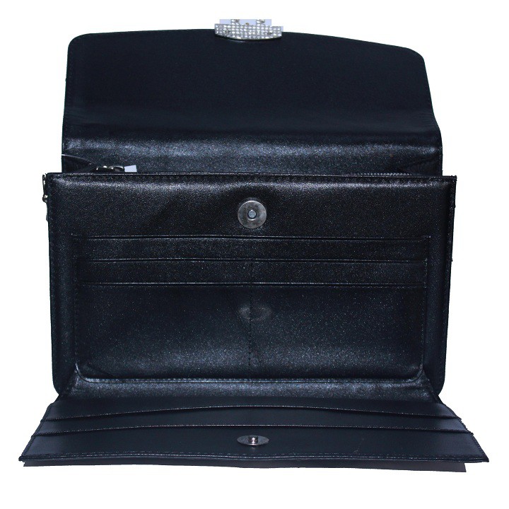 Túi cầm tay nữ Huy Hoàng da đà điểu màu đen HP6451