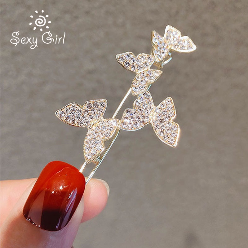 Kẹp tóc hình bướm đính đá lấp lánh thanh lịch