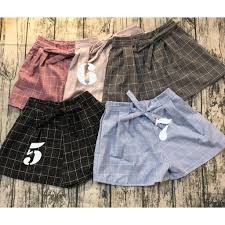Quần Short Kẻ Caro Buộc Nơ Nhiều Màu-DMA Store