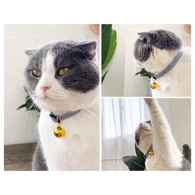Vòng cổ Jean kèm chuông cho chó mèo