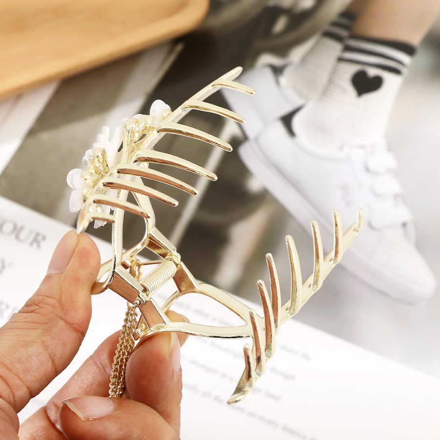 Kẹp Tóc Chuỗi Hạt Đính Hoa Và Tua Rua Thời Trang Cho Nữ