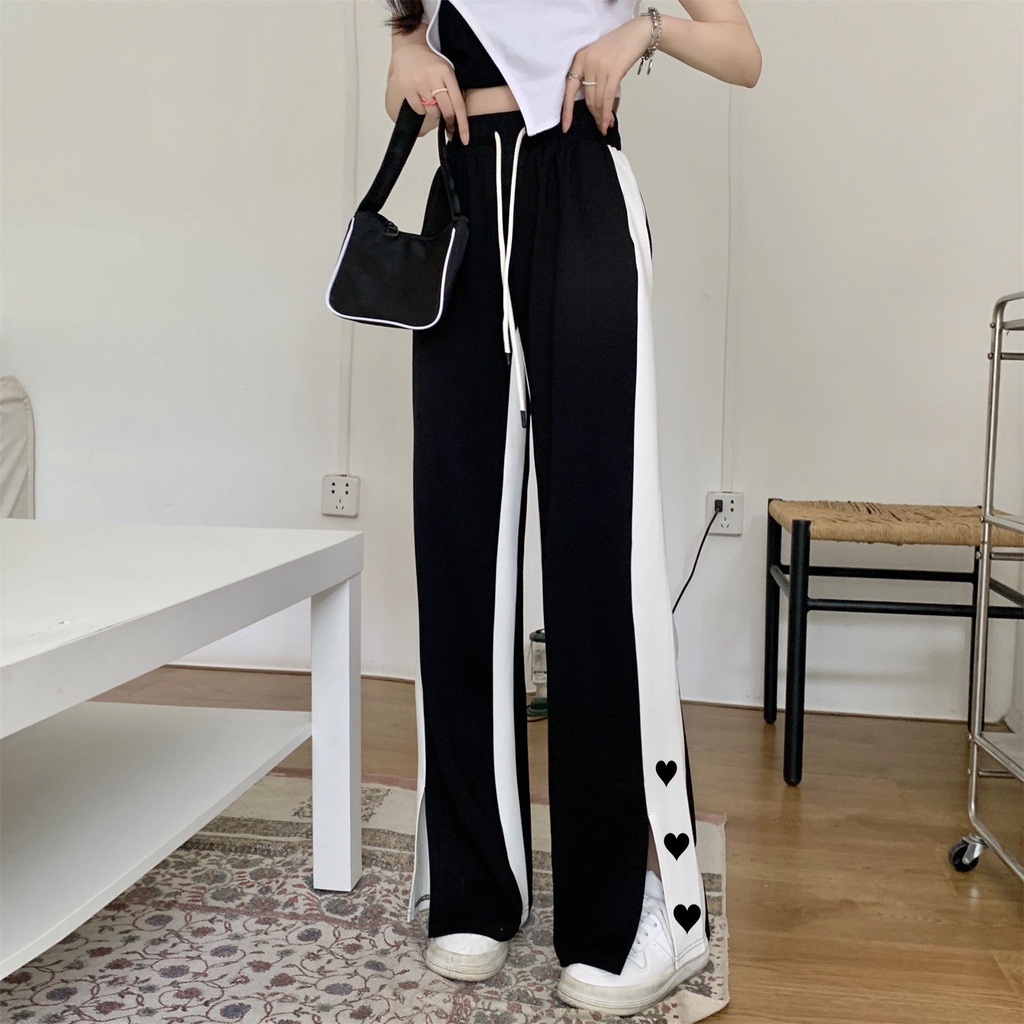 Quần Thể Thao Ống Rộng Màu Đen Thời Trang Mùa Hè Cho Nữ