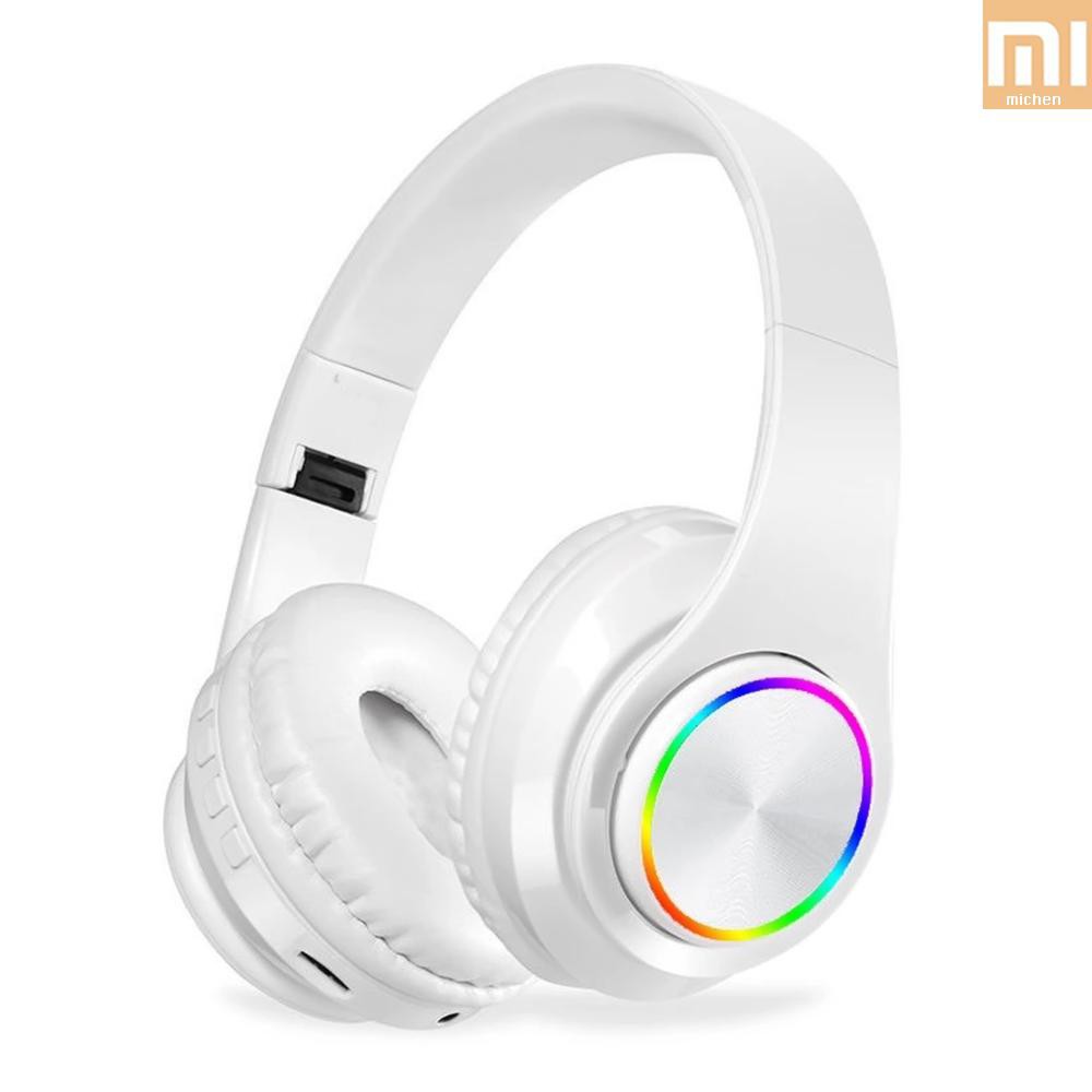 M&C B39 RGB Luminous Wireless BT 5.0 Gaming Headset Stereo Headphone Foldablet Earphone Headphone Mic