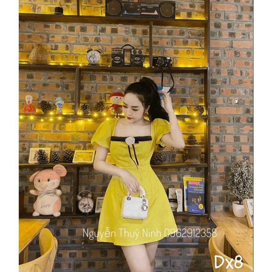 (Free ship) Xả Lỗ Cho Mẫu Đầm TAPTA Tay Bồng Có Gắn Hoa Hồng Tim Áo  Cực Xinh UP HHP Fashion