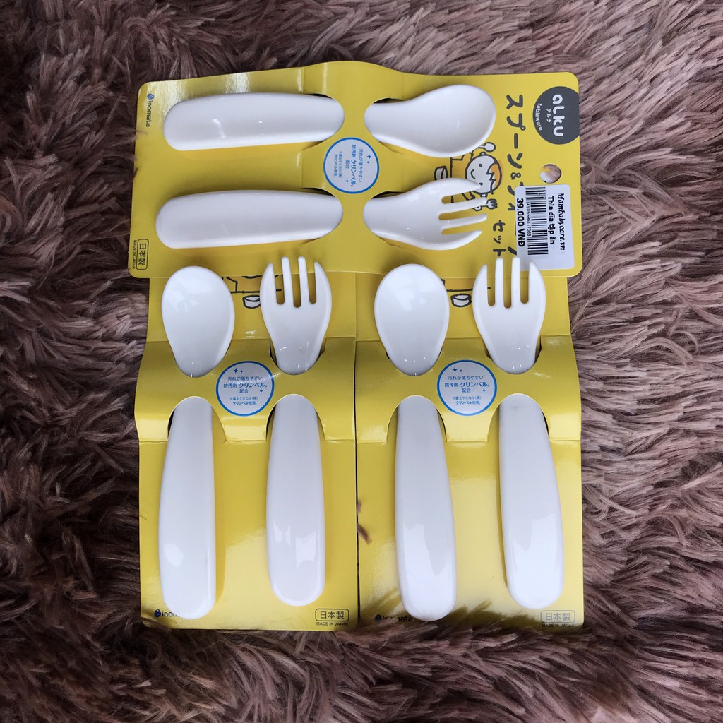 [Hỏa tốc HCM] Combo Bộ thìa dĩa nhựa cho bé và Set 4 hộp nhựa nhí 100ml Nhật Bản