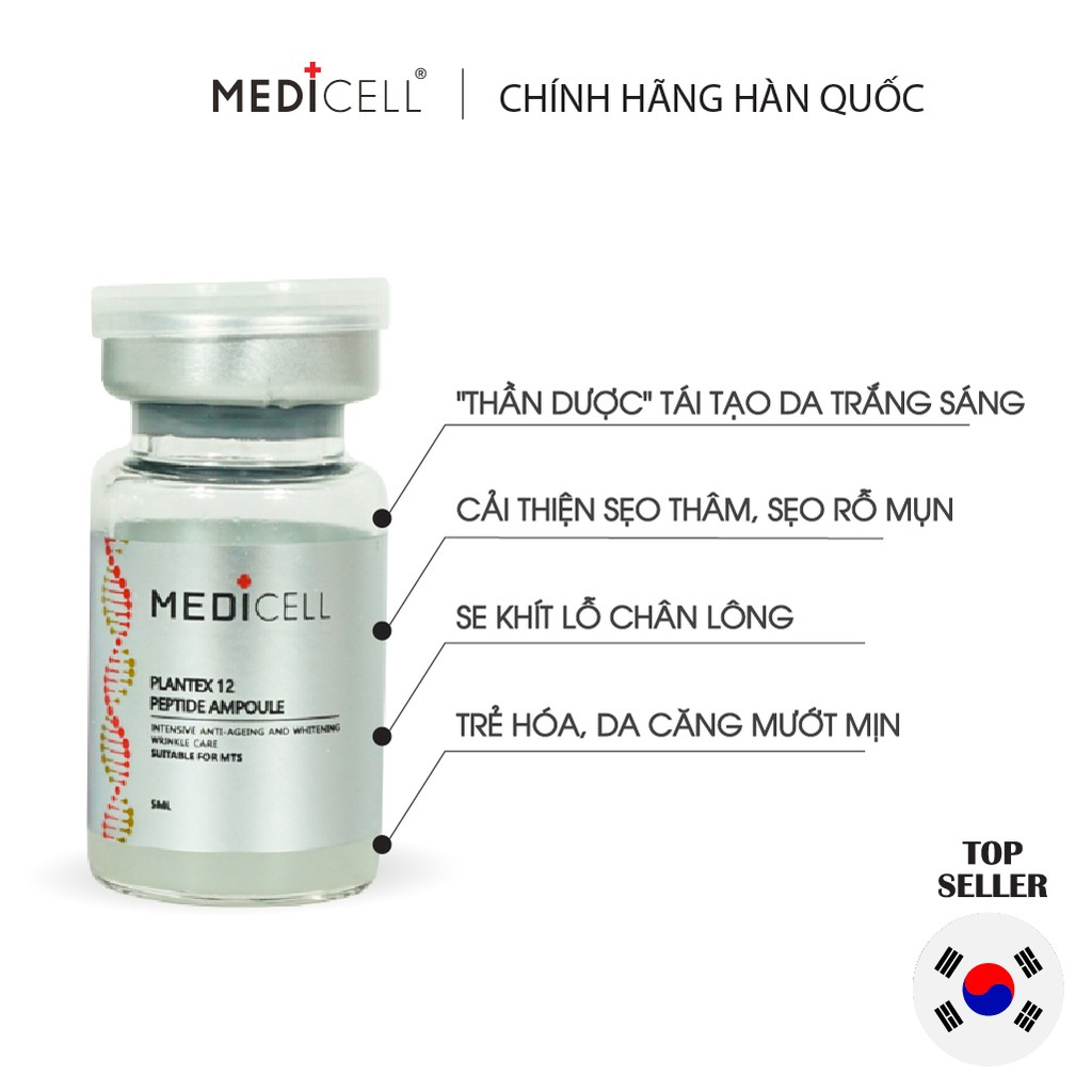 Tế bào gốc thực vật Hàn Quốc Plantex 12 Peptide Medicell làm trắng da, hết sẹo rỗ, da căng bóng mướt mịn