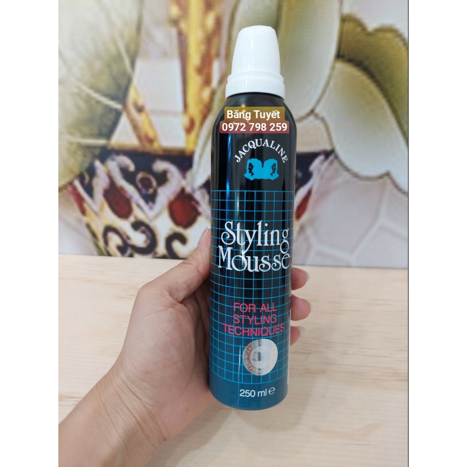 Keo bọt vuốt tóc cho nam nữ Jacqualine Styling Mousse 250ml ,gôm tạo kiểu, mút mousse chải tóc