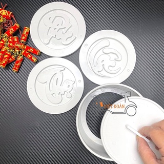 Combo bộ 3 khuôn xôi Phúc Lộc Thọ - Khuôn xôi chữ tròn bé tạo hình đường kính12cm KooBee