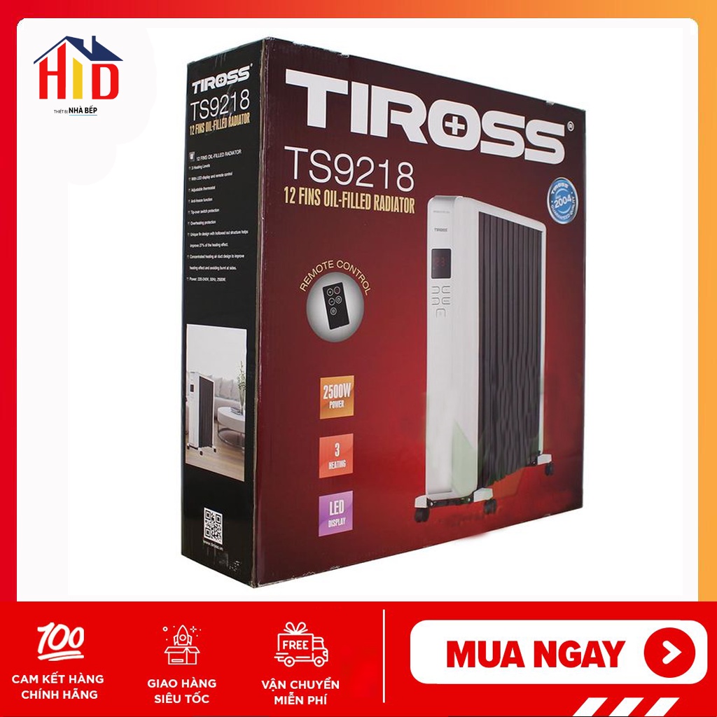 Máy sưởi dầu cao cấp Tiross 12 Thanh TS9218