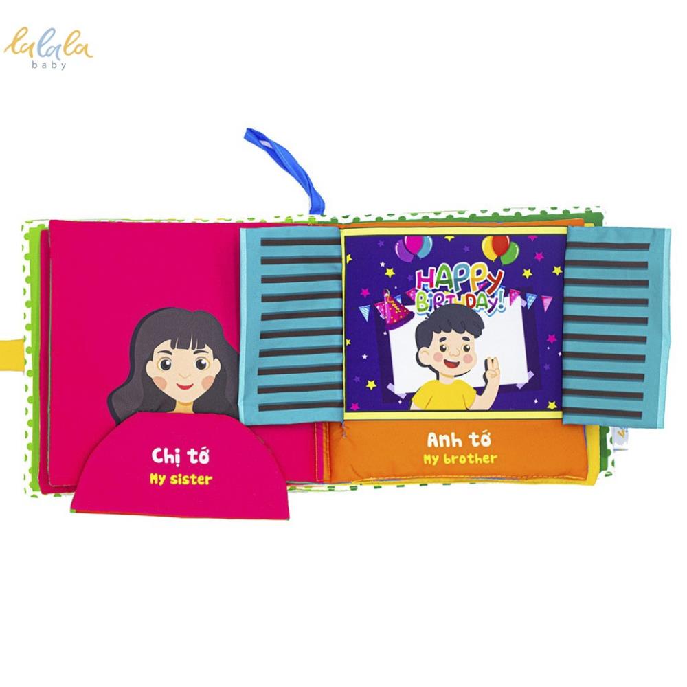 Sách vải chủ đề gia đình Lalala baby, song ngữ đa tương tác Nhà tớ có những ai? - Who's is my family?