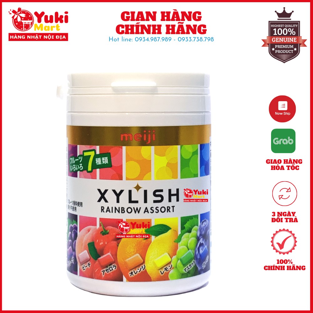 Kẹo cao su Xilytol vị trái cây Meiji ít đường 117g/hộp