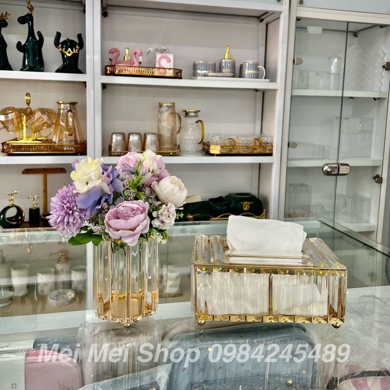 Hộp đựng giấy ăn pha lê