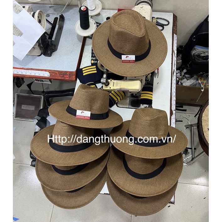 Mũ nón phớt cói panama màu nâu phối đen