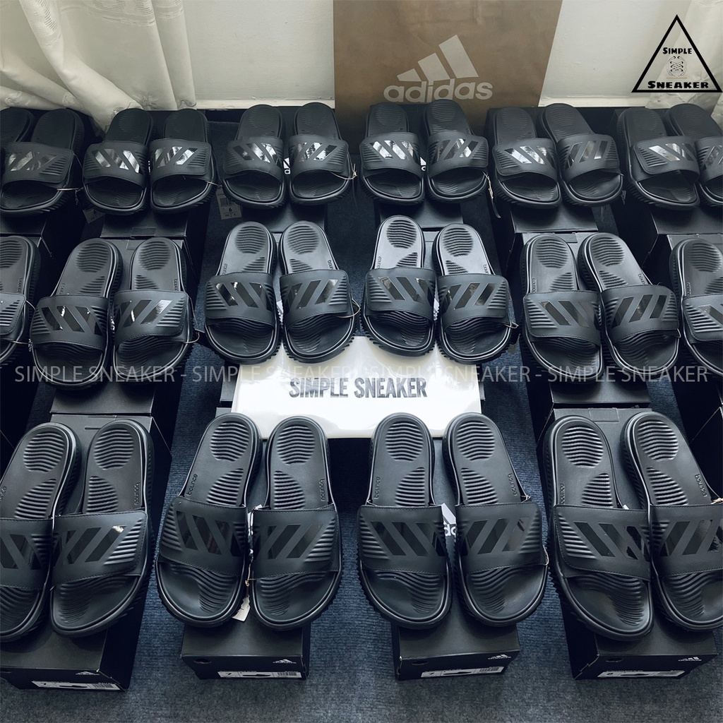 Dép Adidas Alphabounce Auth 🔴Hàng Chính Hãng🔴 Dép Quai Ngang Adidas Nam Alphabounce Full Đen  Simple Sneaker