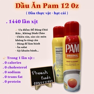 Dầu ăn Pam 12oz  - 0 calories date 2025