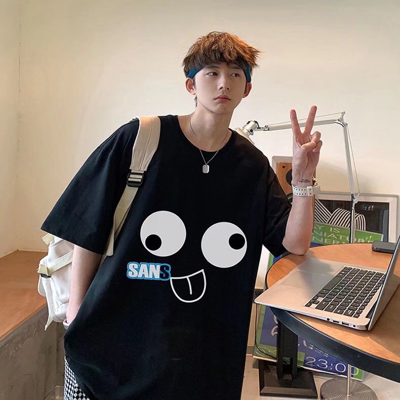 Áo Thun Tay Ngắn Dáng Rộng In Họa Tiết Hoạt Hình Vui Nhộn Chất Lượng Cao Thời Trang Cho Nam Và Nữ M-8XL