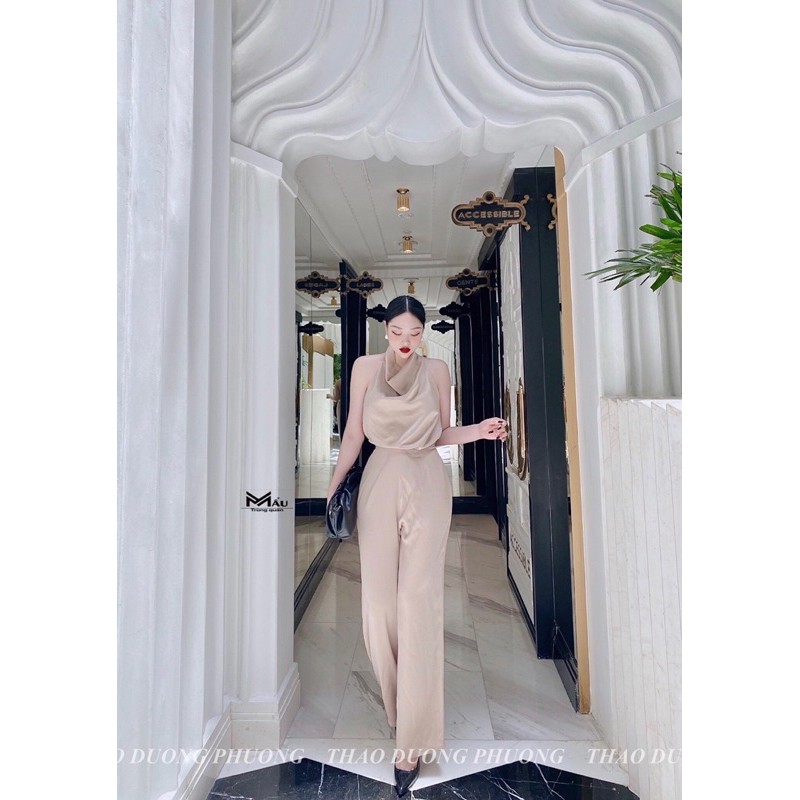 set lụa cổ đổ + quần suông