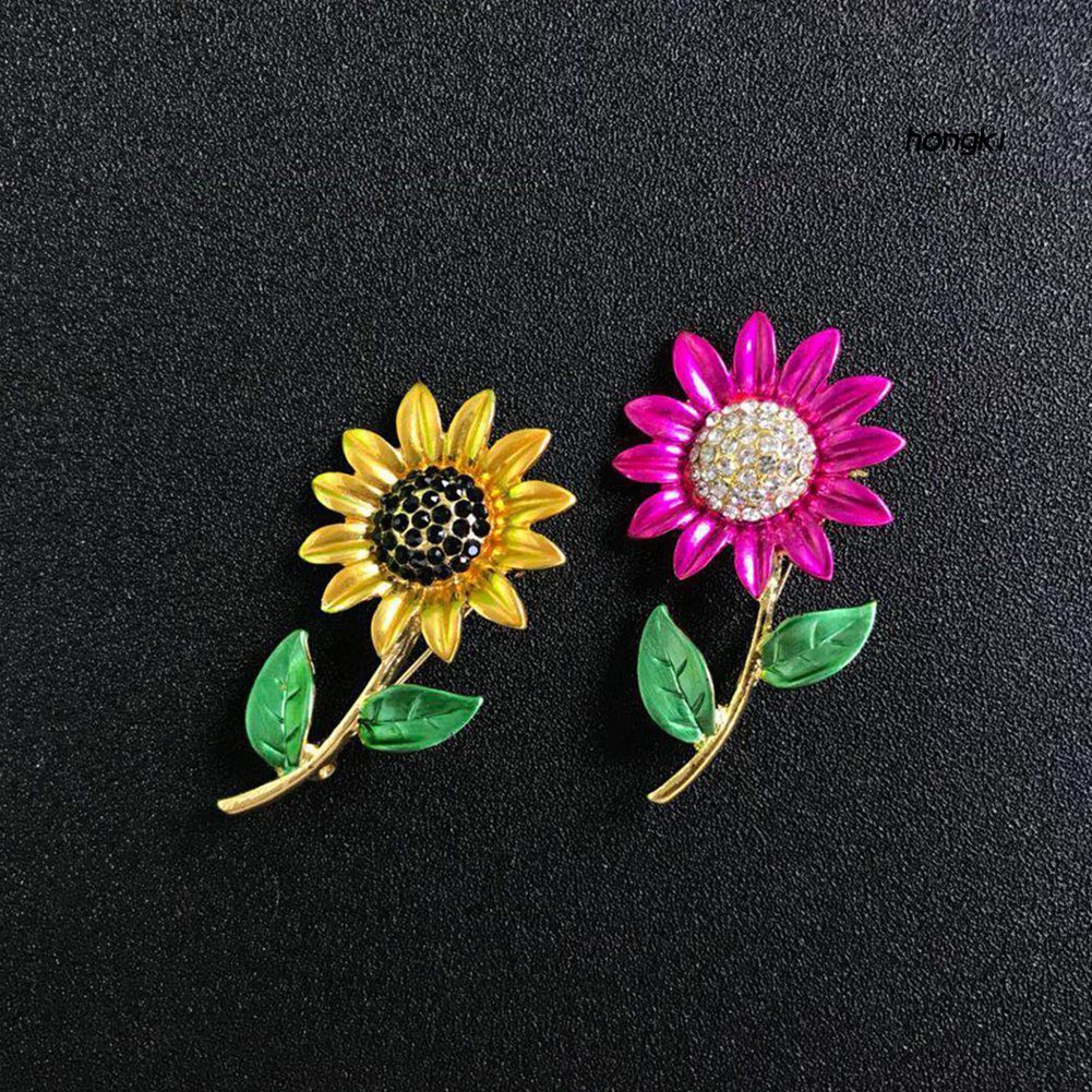 Ghim Cài Áo Hình Hoa Hướng Dương Đính Đá Nhân Tạo Thời Trang Cho Nữ