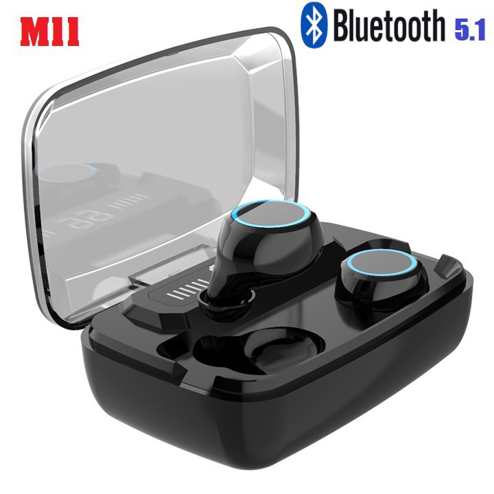 Tai nghe bluetooth 5.1 TWS M11 cảm ứng tăng giảm âm lượng cao cấp - Hàng nhập khẩu