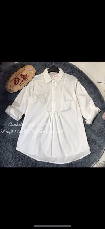 Áo bầu thiết kế sơ mi M3 (Dài Tay Trắng)
