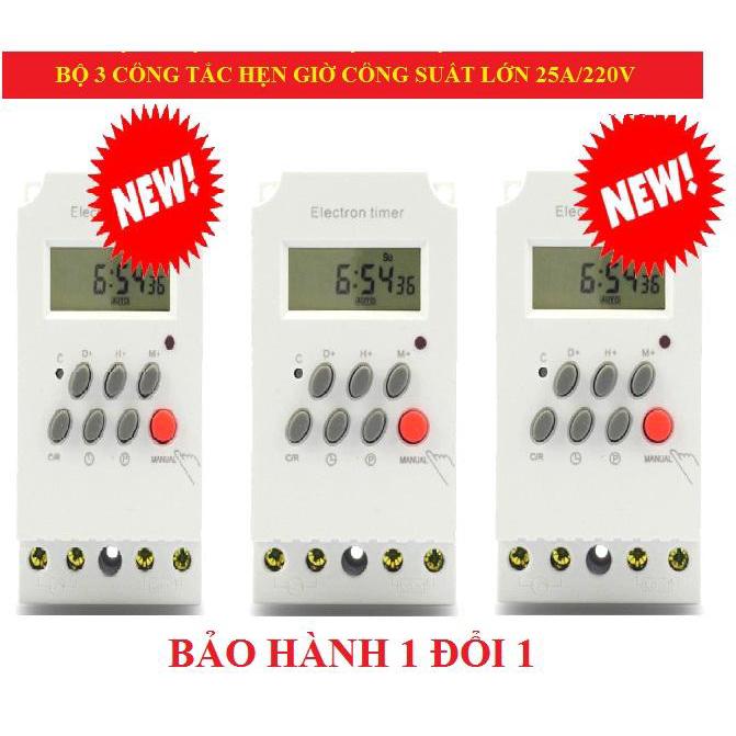 Bộ 3 Công tắc hẹn giờ KG 316 T-II, Công suất lớn 25A/220V