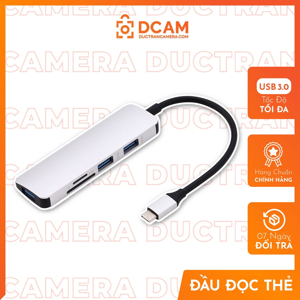 Hub chia Type C - Cổng chuyển đổi HUB USB Type-C to USB 3.0, SD, TF dùng cho điện thoại Android, Laptop, Macbook