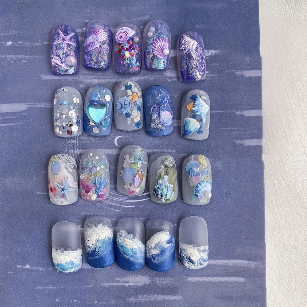 [Hàng mới về] Miếng Dán Trang Trí Móng Tay Thủ Công Hình SInh Vật Biển Siêu Mỏng Phong Cách Hàn Quốc