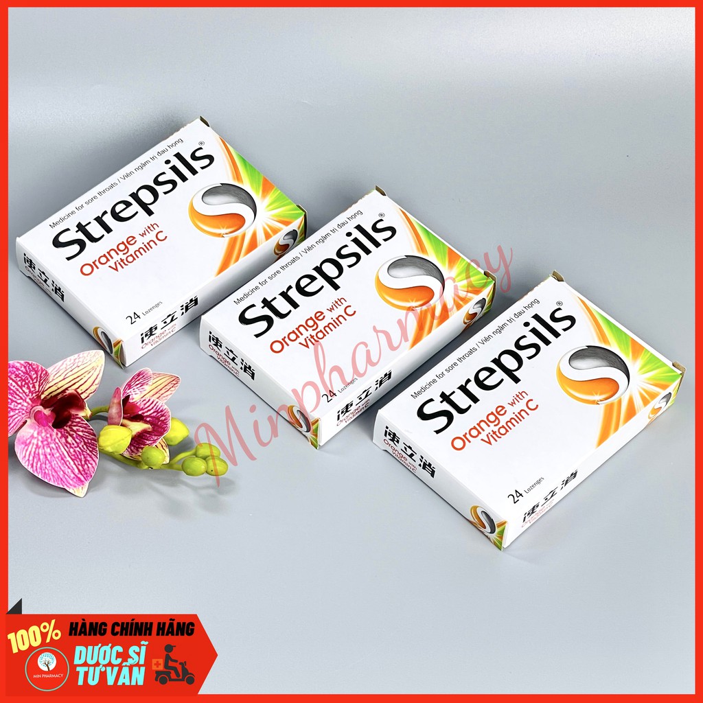 Kẹo ngậm Strepsils Orange with vitamin C (2 vỉ x 12 viên) - Minpharmacy