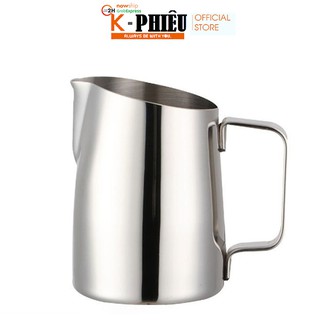Milk pitcher – Ca đánh sữa latte inox miệng vát 400 ml KP-IM009