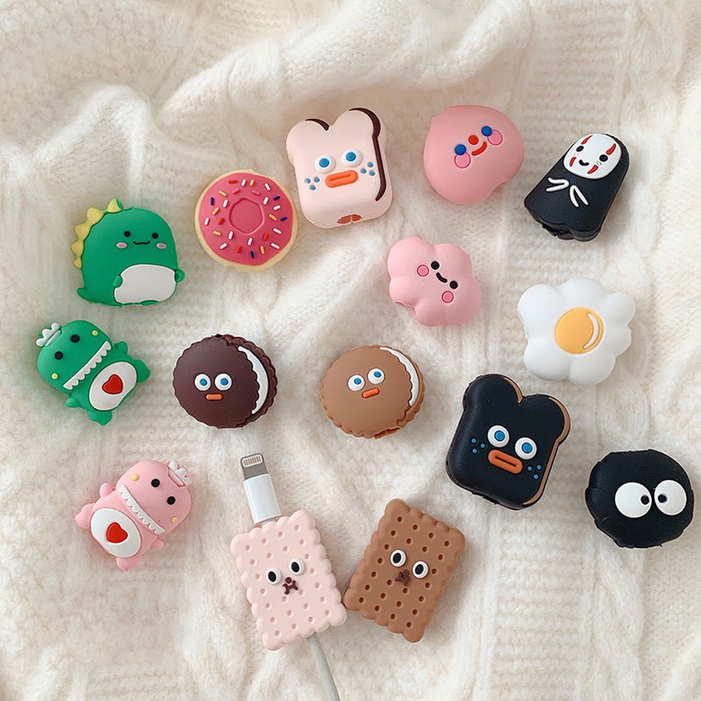 Phụ kiện bảo vệ cáp sạc USB kiểu dáng hoạt hình 3D dễ thương vui nhộn