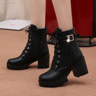 Giày Boot Cao Gót Cổ Thấp Đế Dày Chống Thấm Nước Phong Cách Anh Quốc Thời Trang Thu Đông Mới 2021
