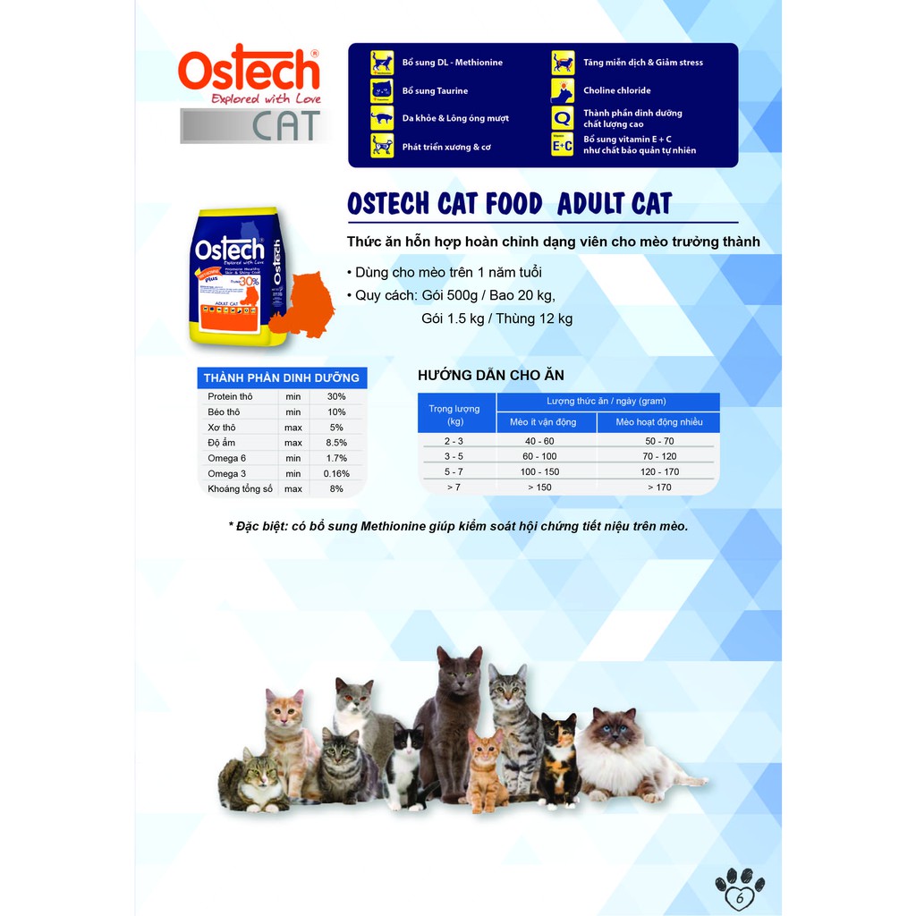 Thức ăn giảm hội chứng tiết niệu cho mèo Ostech Adult Cat Food 1.5 kg