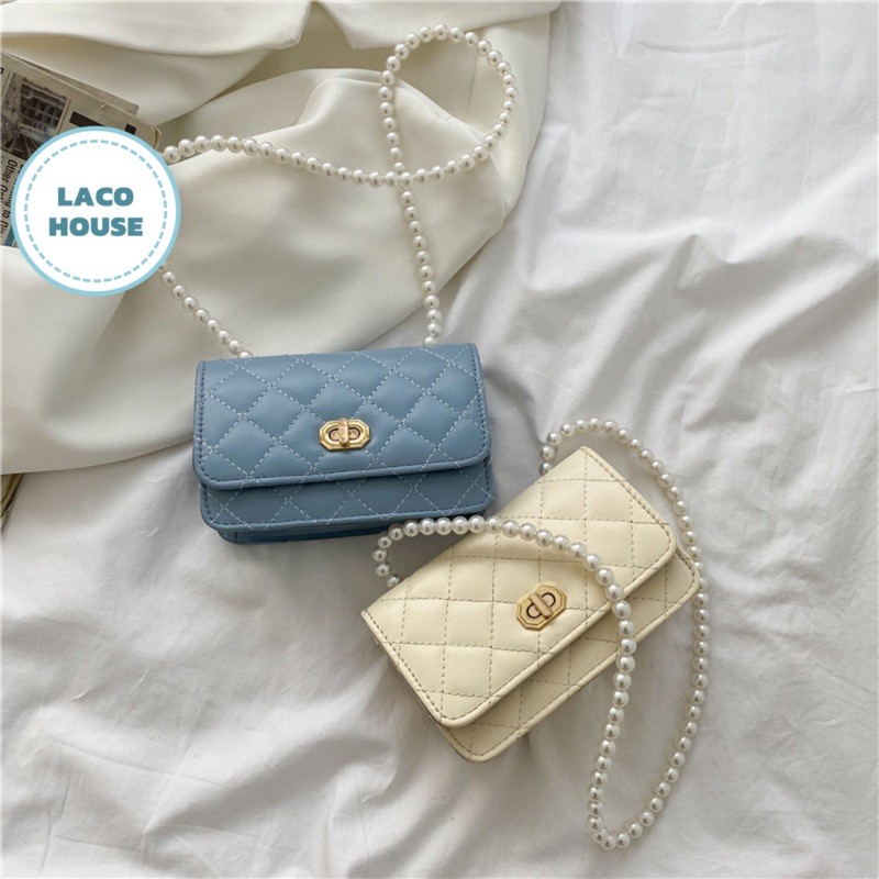 [Mã FAMAYWA2 giảm 10K đơn từ 50K] (hot trend) Túi xách nữ mini da PU trần trám phối dây đeo độc đáo cao cấp T27