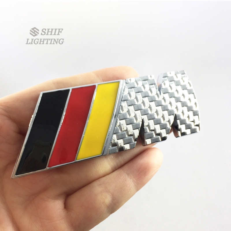 Miếng dán hình logo ///M bằng kim loại mặt sợi carbon dành cho xe hơi BMW