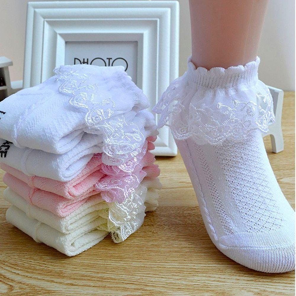 Vớ Cotton Phối Lưới Kiểu Công Chúa Thời Trang Xuân Hè Cho Bé Gái
