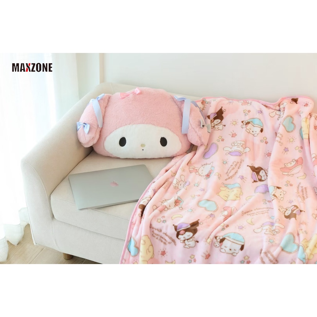 SANRIO Bộ Chăn Gối Di Động Họa Tiết Hoạt Hình Kuromi Melody Dễ Thương Cho Học Sinh / Văn Phòng