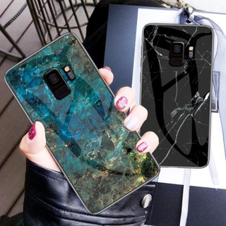 Ốp điện thoại kính cường lực họa tiết vân đá cho Samsung Galaxy S9 S8 Plus S7 Edge