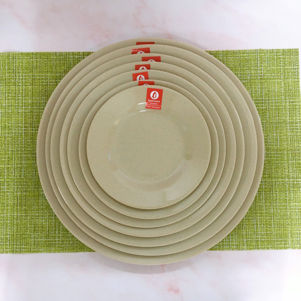 Đĩa cạn SUPERWARE Nhựa Phíp 100% Melamine Nâu Đá - Stone