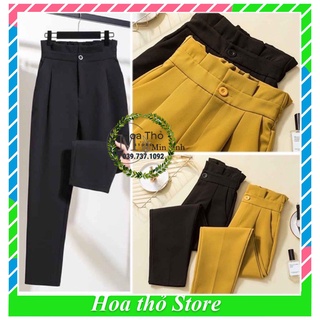 Quần baggy nữ cạp bèo, quần công sở lưng cao xếp ly siêu hit hot