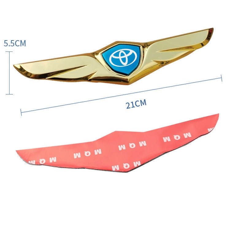 Miếng Dán Trang Trí Hình Logo Cánh Thiên Thần Bằng Kim Loại Cho Xe Hơi Toyota Yaris Fortuner Corolla HiAce Alphard Camry Vios C-HR