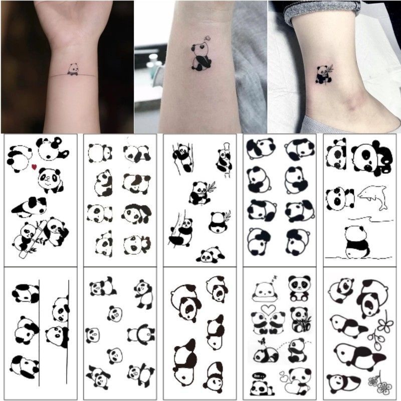 Hình Xăm Dán Chống Nước Lâu Trôi Họa Tiết Gấu Trúc Hoạt Hình Dễ Thương