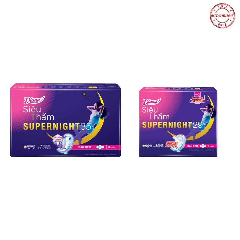Băng Vệ Sinh Ban Đêm Diana Siêu Thấm Super Night 29cm / 35cm