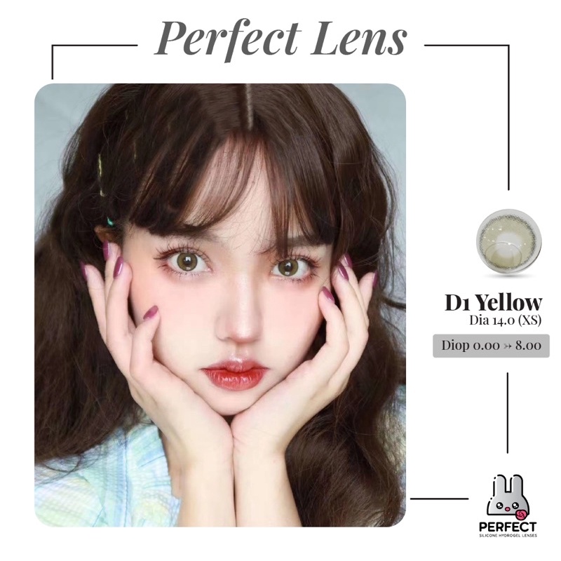 Lens ẢNH MẮT THẬT , Kính Áp Tròng Có Cận và Không Cận , D1 YELLOW DIA 14.0 XS , Hạn Sử Dụng 1 Năm , Giá Sale