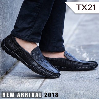 [Da Bò Thật] [Free ship HN] Giày Lười Nam Vân Cá Sấu X21