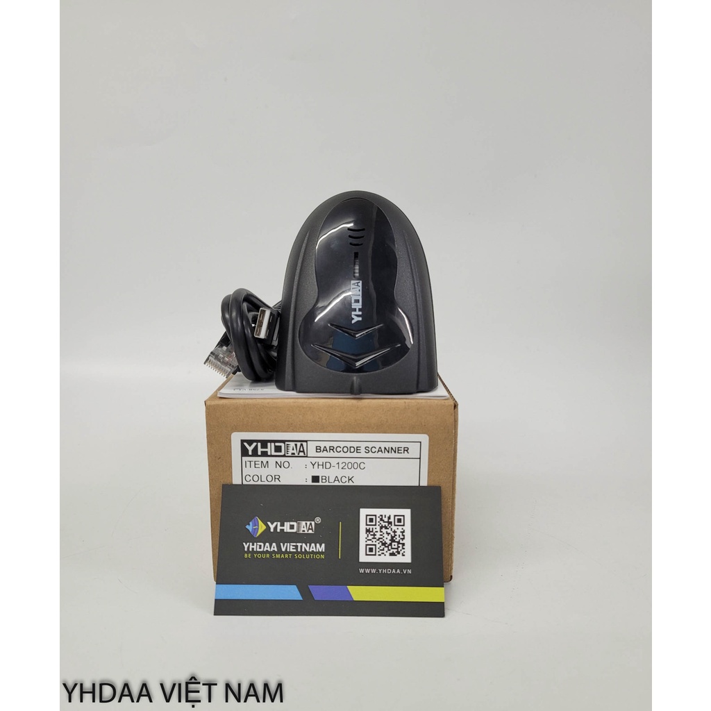 Máy quét mã vạch có dây YHD 1200C 1D, Đầu đọc mã vạch Barcode cắm dây trực tiếp dùng trên Máy tính