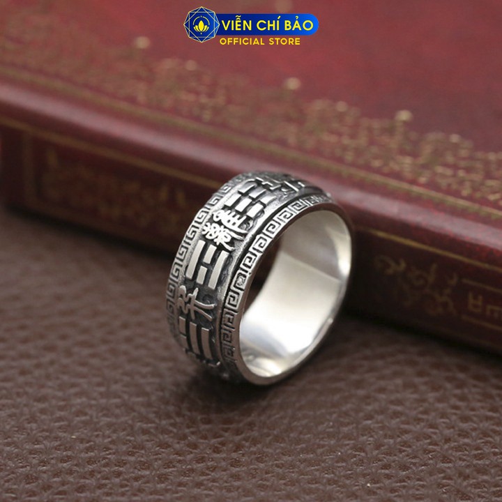 Nhẫn bạc nam Tiên Thiên Bát Quái chất liệu bạc Thái 925 hai tầng xoay 260 độ thương hiệu Viễn Chí Bảo N100365