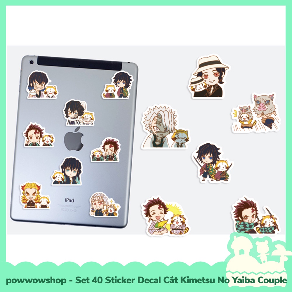 [Sẵn VN - Hỏa Tốc] Set 40 Sticker Mini Decal Dán Trang Trí Vật Dụng Mẫu Kimetsu No Yaiba Couple Funny Days