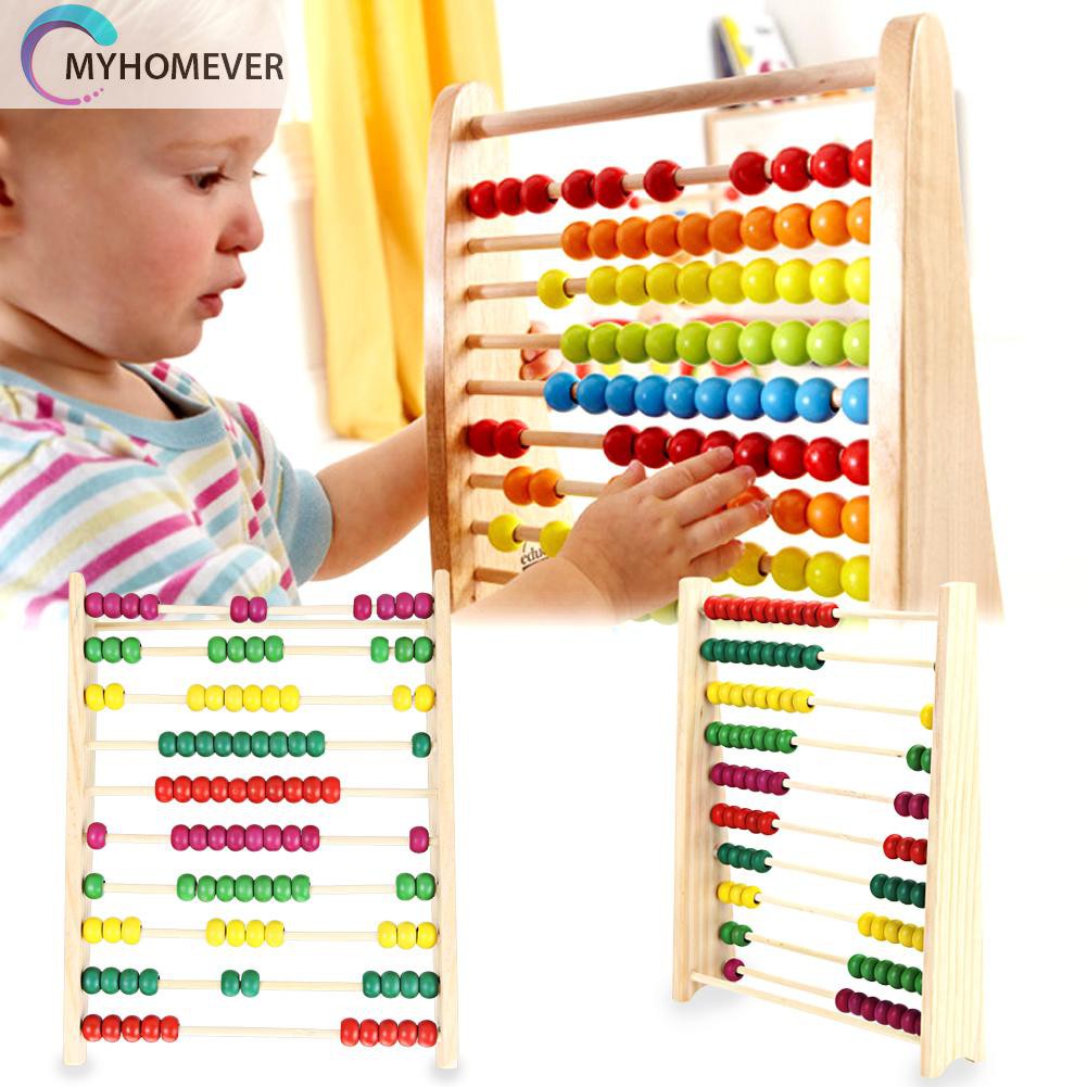 Pop It Fidget Đồ chơi Wooden Abacus Children Counting Number Maths LearningĐồ chơi(Bead Color Random)